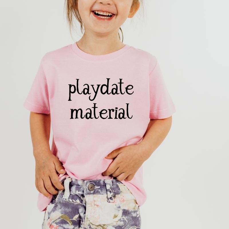 Playdate Material, Toddler T-Shirts & Baby Bodysuits, Graphic Infant Clothes, Cute Baby Shower Gift, Trendy Kids Apparel,...