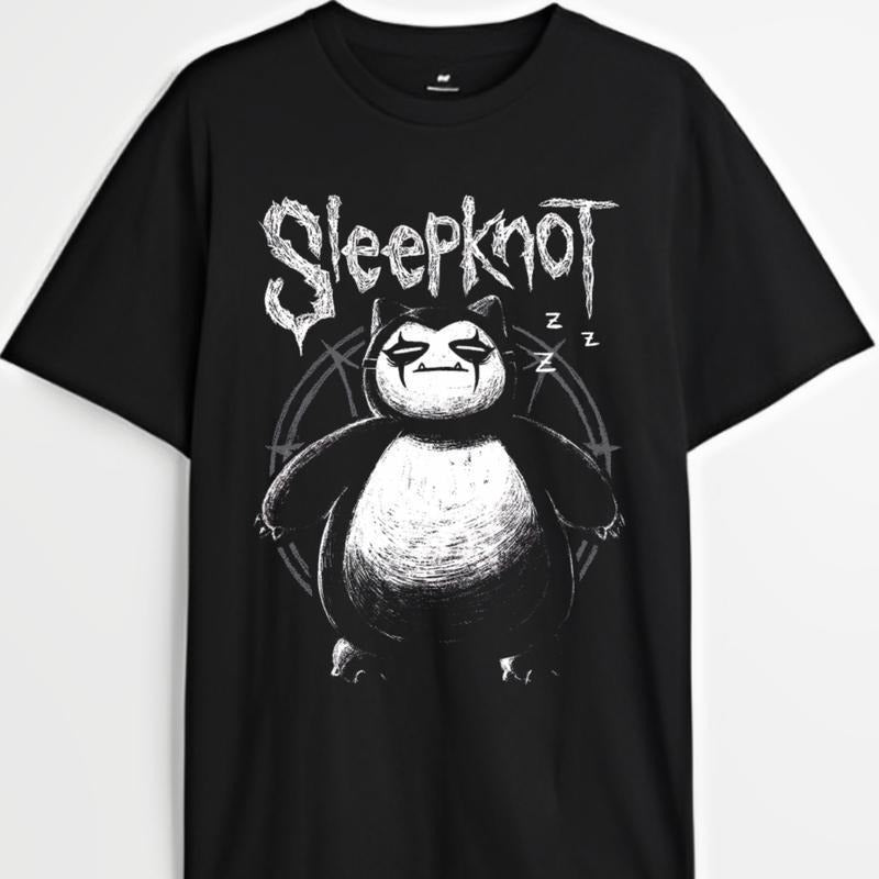 Pocket Monsters Anime T-shirt, Retro Snorlax X Sleepknot Merch Graphic Tee, Manga Gifts For Men's Women's, Tops Menswear...