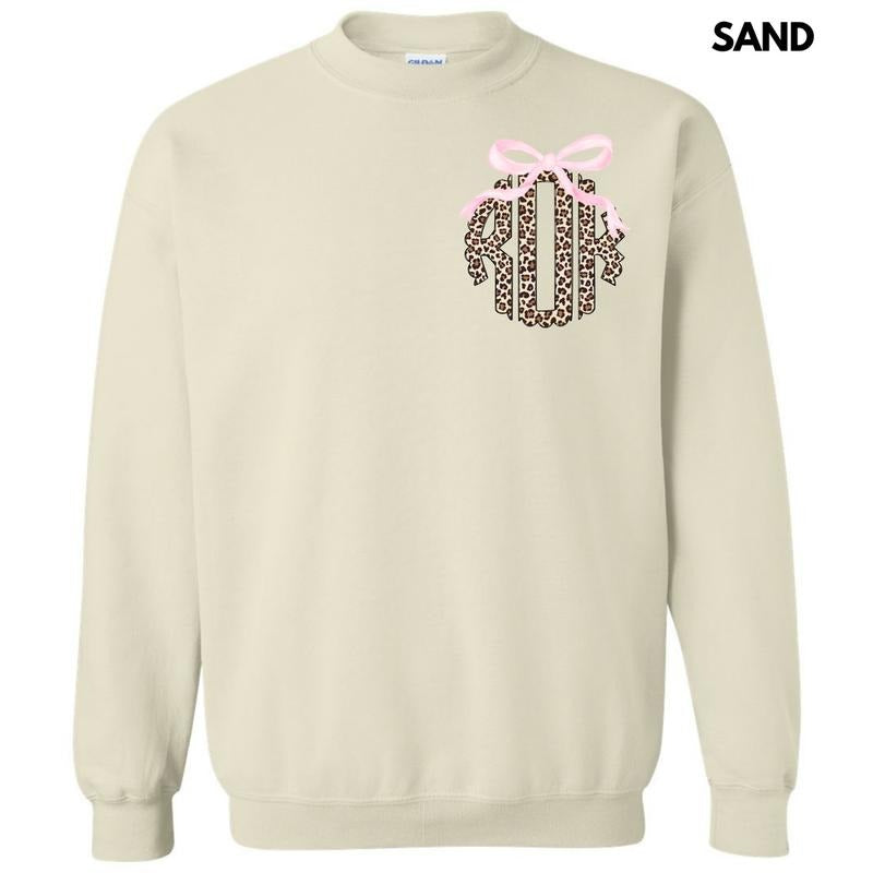 Pocket Size - Pink Bow Cheetah Monogram Sweatshirt 'NLB' T-Shirts, Hoodie | WearSparks.com