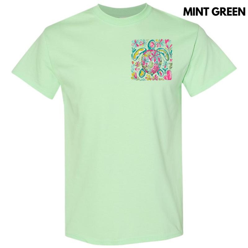 Pocket Size -Watercolor Sea Turtle Gildan Short Sleeve T-Shirt 'NLB' Hoodie, Sweatshirt | WearSparks.com