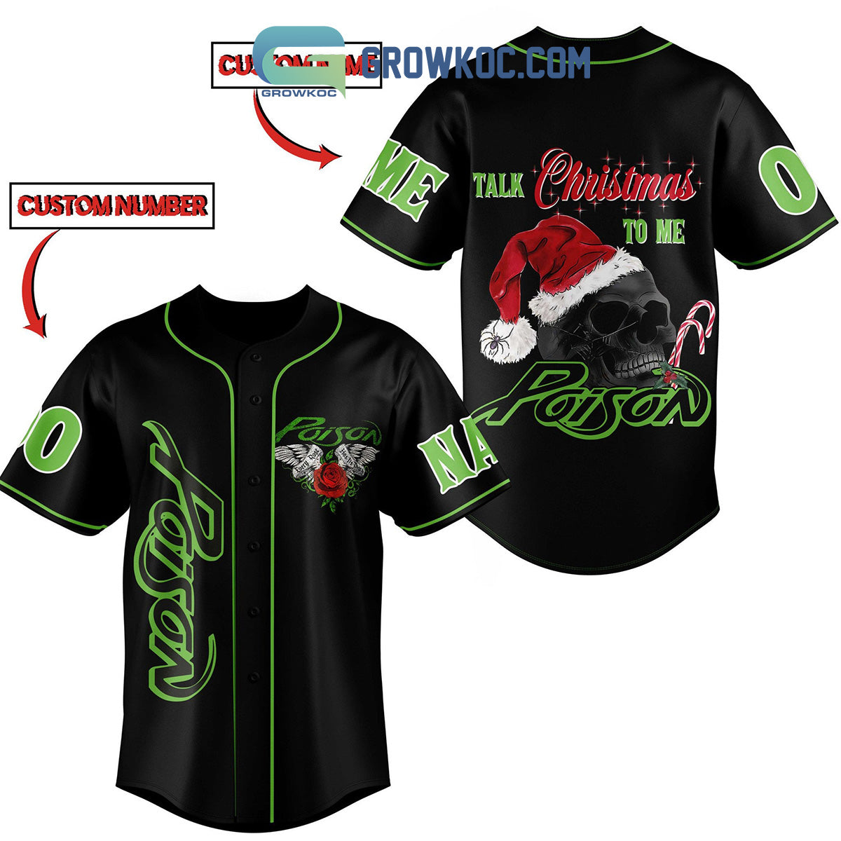 Poison Talk Christmas To Me Personalized Baseball Jersey