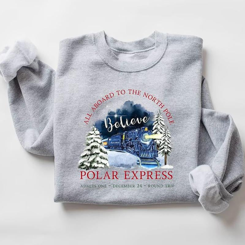 Polar Express Christmas Sweatshirt, Polar Express Ticket Hoodie, Christmas Holiday Shirt, Retro Christmas Sweatshirt,...