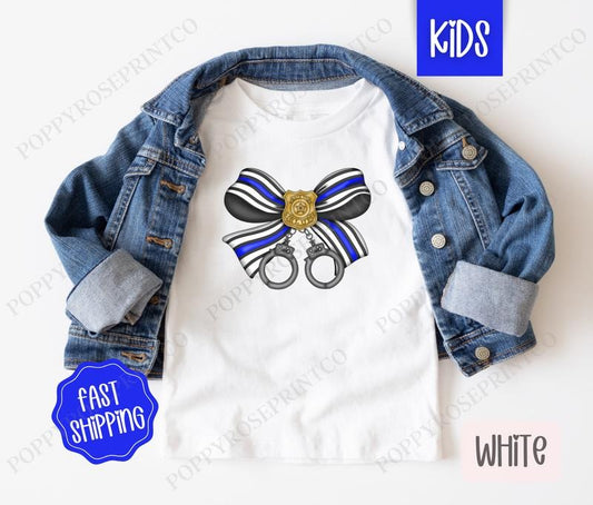 Police Coquette Bow Kids Shirt - Children's Tshirt - Cute Youth Tee Gildan Hoodie, Sweatshirt | WearSparks.com