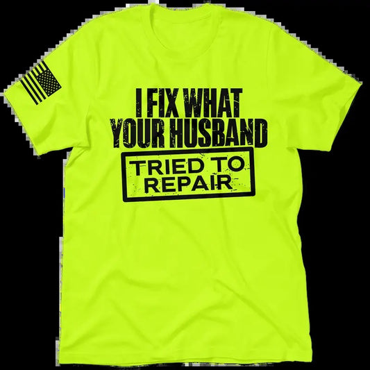 Tried To Repair Hi Visibility Safety Yellow Work T-Shirt Jersey Men's 30-Day Guarantee Quality Cotton/Poly Blend Top with...