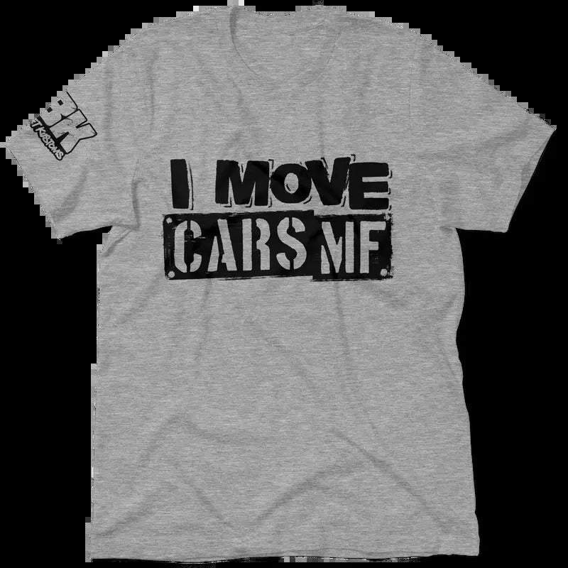 FBK I Move Cars Heather Gray T-Shirt Jersey Men's 30-Day Guarantee Quality Cotton/Poly Blend with Blue Collar