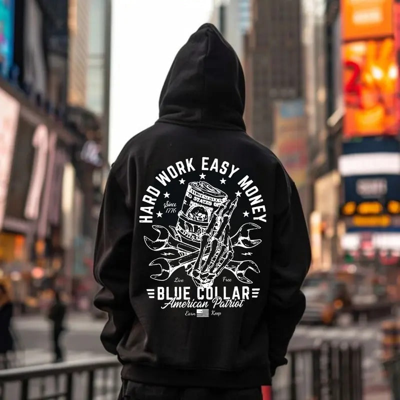 Hard Work Easy Money 1 Side Printed Hoodie, Hoodie For Man And Woman Graphic Casual Crew Neck Long Sleeve 50/50...