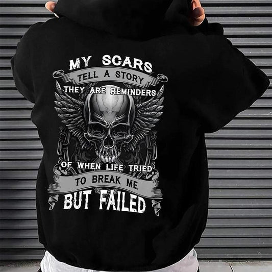Mens Skull Letter Print Drop Shoulder Hoodie 1 Side Printed Hoodie, Hoodie For Man And Woman Graphic Casual Crew Neck...