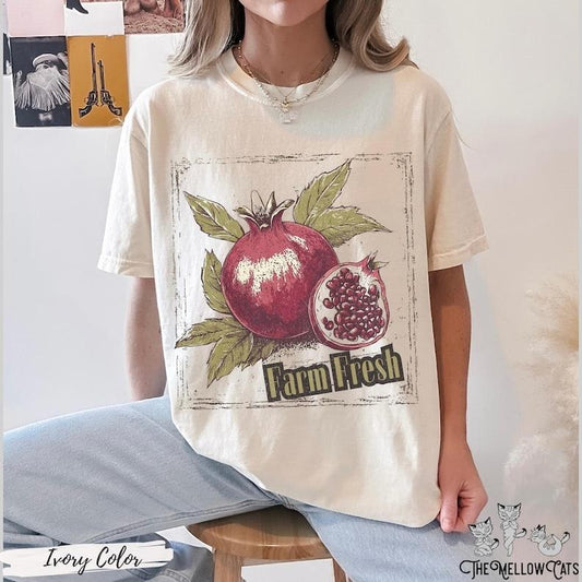 Pomegranate shirt  farmers market Pomegranates vintage fruit art garden gardener shirt hades and persephone greek...