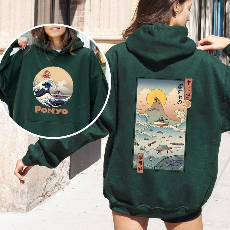 Ponyo 2 Sided Hoodie, Ponyo Sweater, Ghibli Studio Sweatshirt, Ghibli Ponyo Shirt, Ghibli Studio Shirt, Hayao Miyazaki,...
