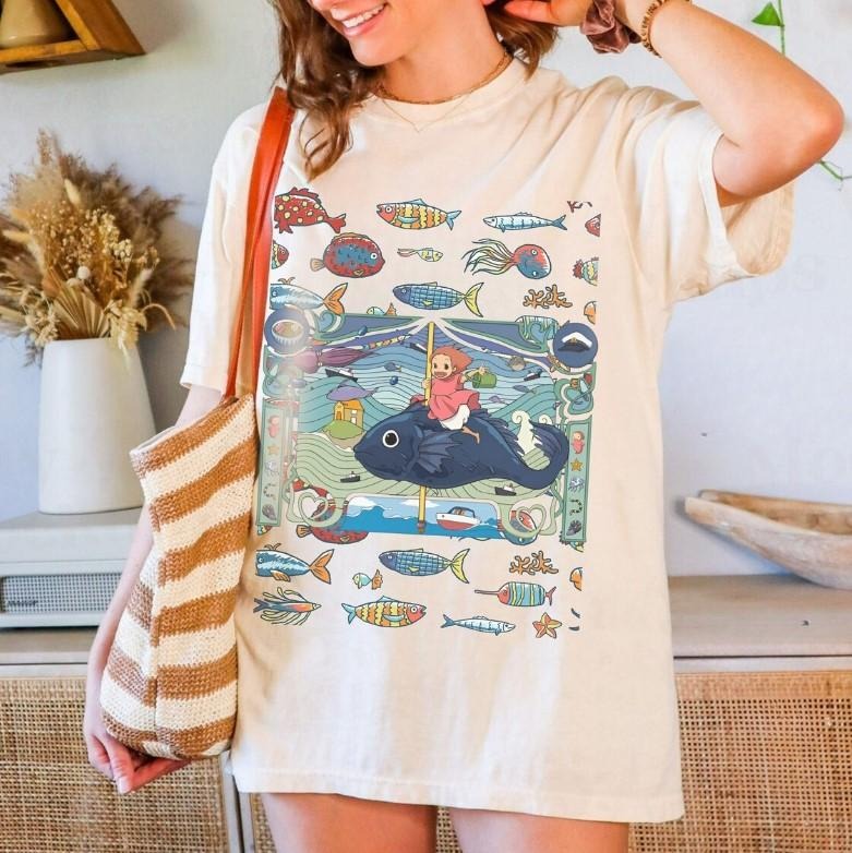 Ponyo Inspired Ghibli, Comfort Colors Ghibli, Studio Ghibli Sweatshirt, Studio Ghibli Gift, Anime Lover Gift, Ponyo...