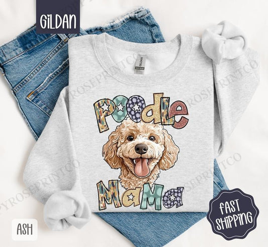 Poodle Mama Sweatshirt, Dog Mama Women's Crewneck, Cute Mom Women's Sweatshirt T-Shirts, Hoodie | WearSparks.com