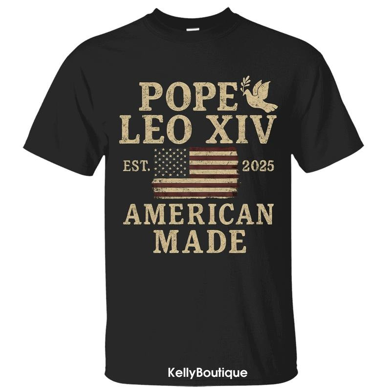 Pope Leo XIV Est 2025 American Made T-shirt, 267th Pope Leo XIV T-shirt, New Catholic Pope, Robert Francis Prevost First...