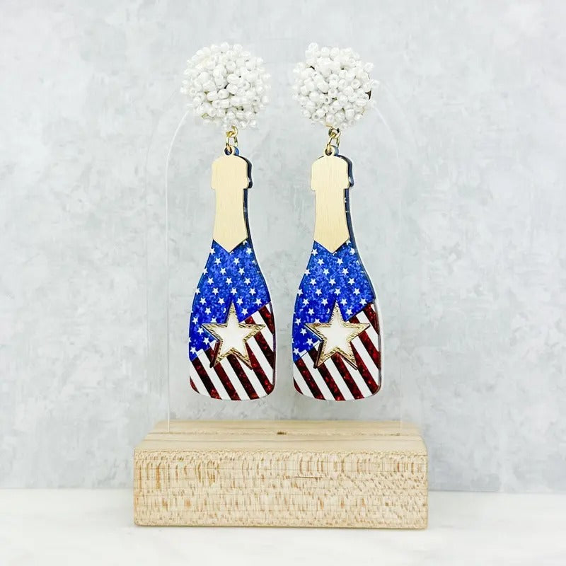 Poppin' Patriotic Champagne Earrings T-Shirts, Hoodie, Sweatshirt | WearSparks.com
