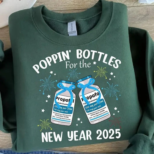 Poppin Bottle For The New Year NICU Nurse Shirt, NICU Nurse New Year Shirt, Neonatal ICU Nurse, New Year Party, Unisex...