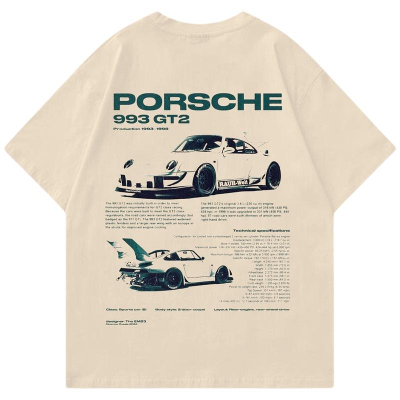 Porsche 993 GT2 T-shirt Light, Car Enthusiast Shirt, Car Clothing Hoodie, Sweatshirt | WearSparks.com