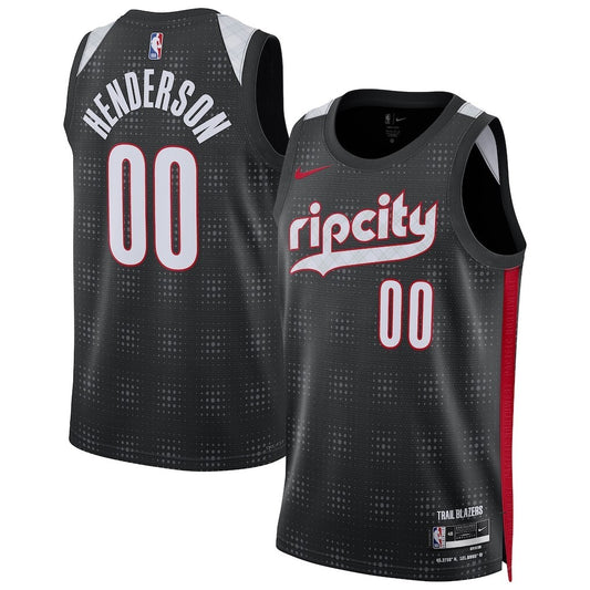 Portland Trail Blazers #00 Scoot Henderson Unisex 202425 Swingman Player Jersey - City Edition - Black