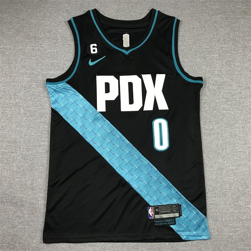 Portland Trail Blazers #0 Damian Lillard 23 Trail Blazers 0 City Edition Style 2