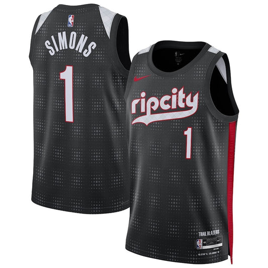 Portland Trail Blazers #1 Anfernee Simons Unisex 202425 Swingman Player Jersey - City Edition - Black