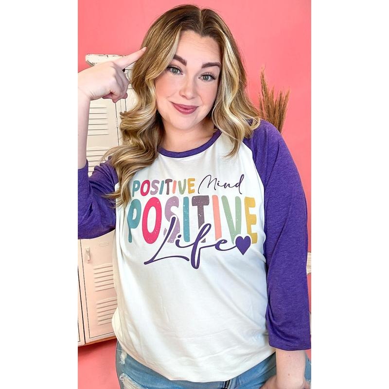 Positive Mind Positive Life Graphic Raglan Knit Top T-Shirts, Hoodie, Sweatshirt | WearSparks.com