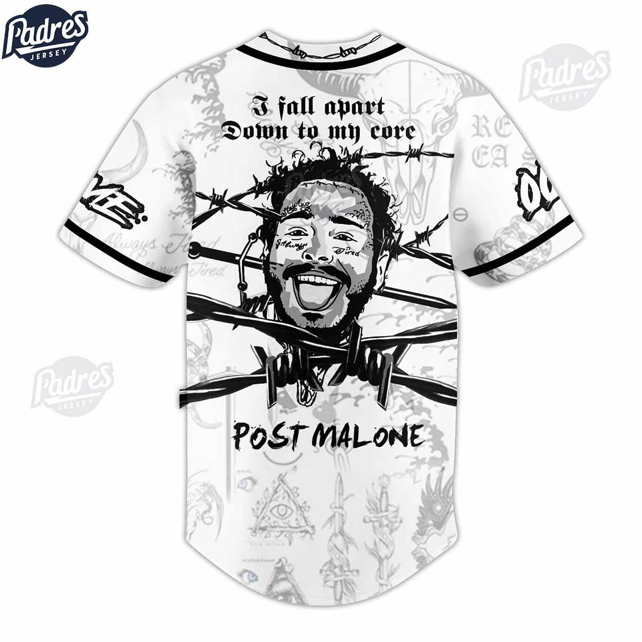 Post Malone Custom White Baseball Jersey Style - Padres Jersey Oasis: Elevate Your Baseball Style Game... (Image 3)