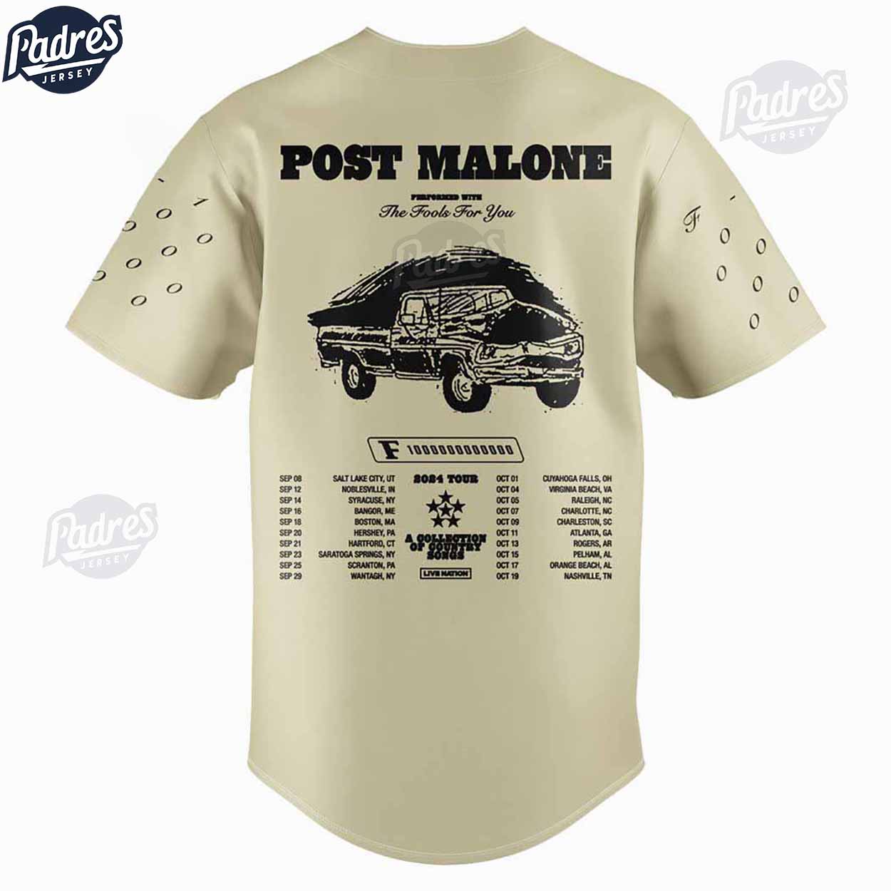 Post Malone F1 Trillion Tour Baseball Jersey - Padres Jersey Oasis: Elevate Your Baseball Style Game T-Shirts,... (Image 2)