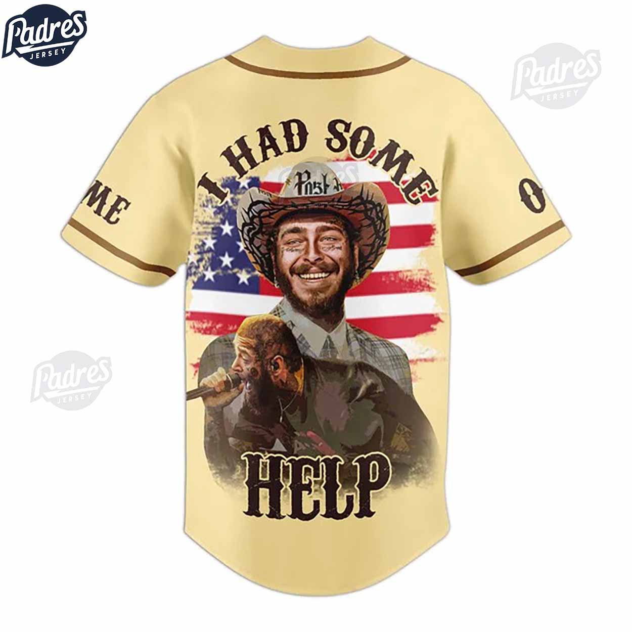 Post Malone I Had Some Help Custom Baseball Jersey - Padres Jersey Oasis: Elevate Your Baseball Style Game... (Image 3)
