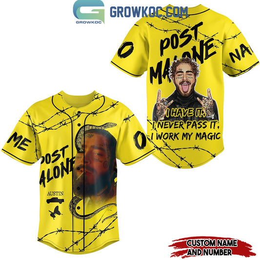 Post Malone I Have It I Work My Magic Personalized Baseball Jersey Yellow Design
