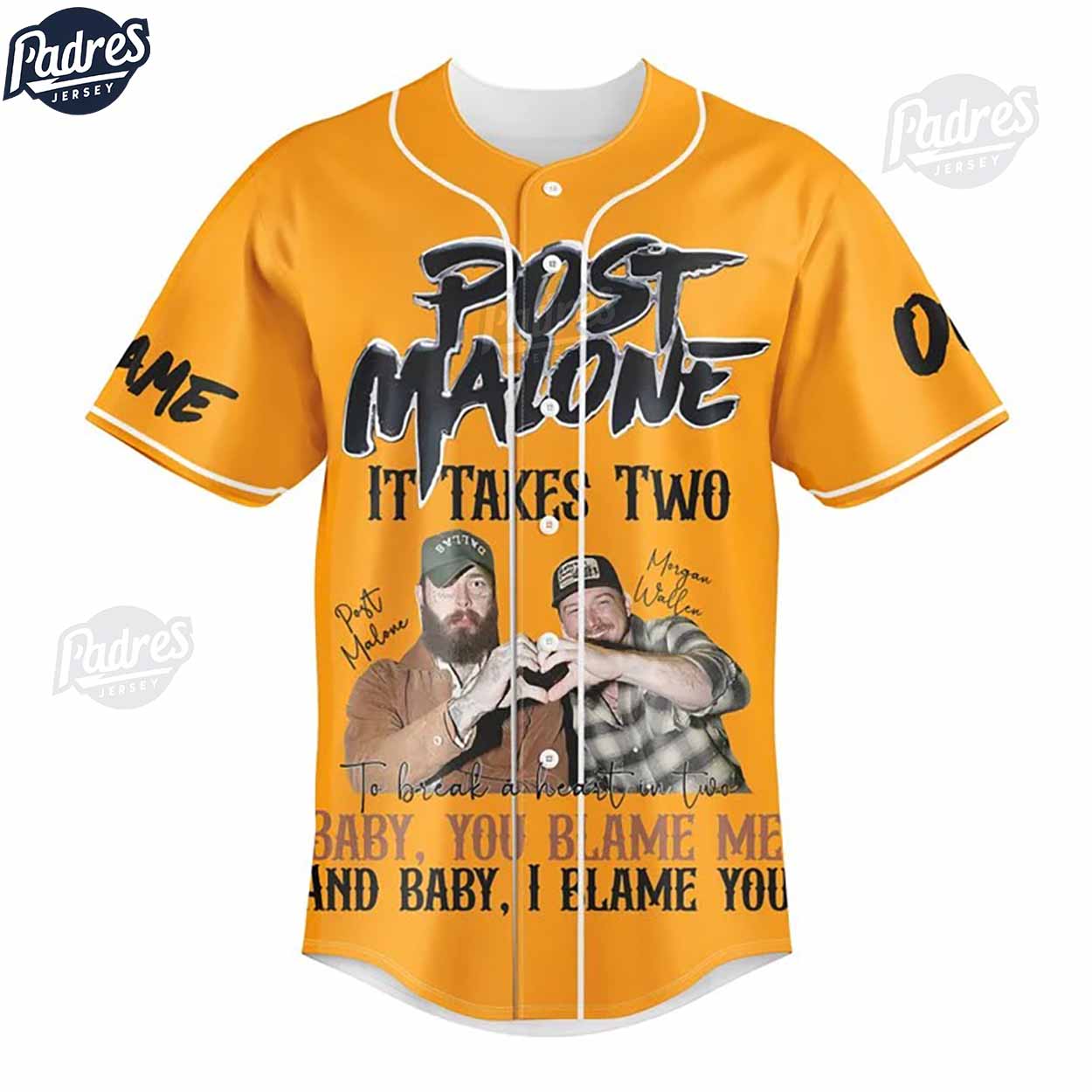 Post Malone It Takes Two To Break A Heart In Two Custom Baseball Jersey - Padres Jersey Oasis: Elevate Your... (Image 2)