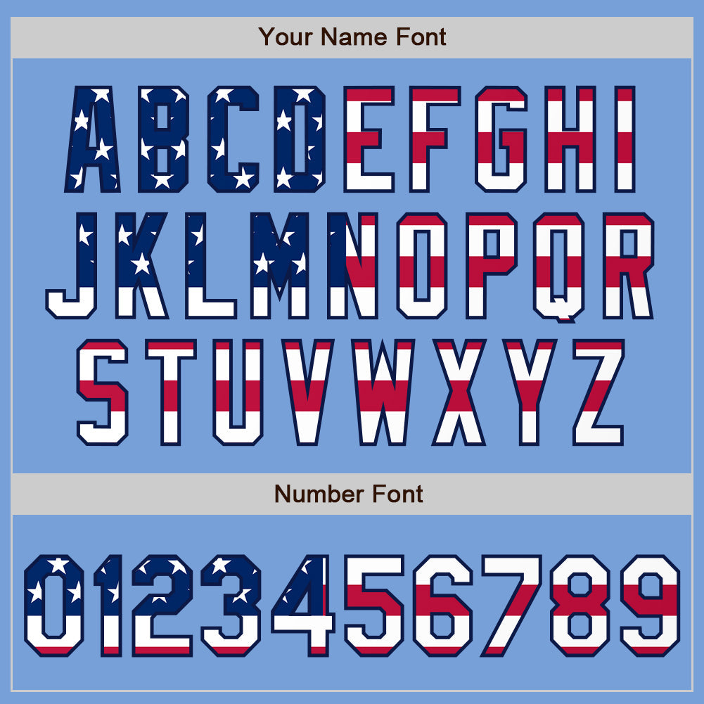 Custom Powder Blue USA Flag Navy Red-White Authentic Baseball Jersey