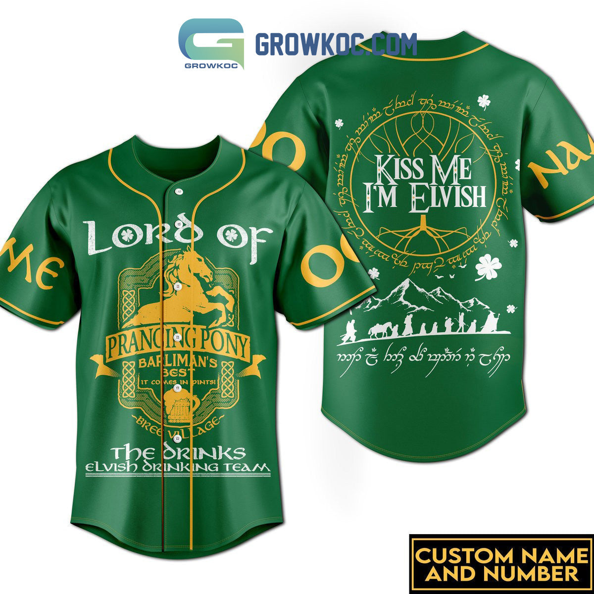 Prancing Pony Brewery Elvish Team Personalized Baseball Jersey