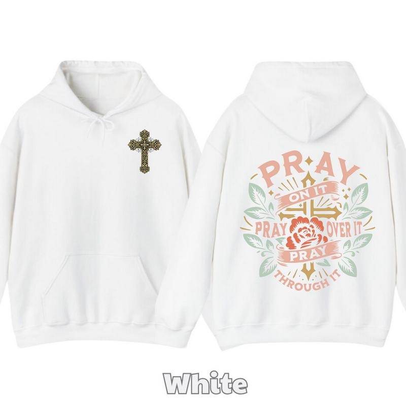 Pray On Over Through It T-Shirt, Hoodie, Christian Floral Graphic Tee, Flower and Christian Cross Shirt, Womenswear...
