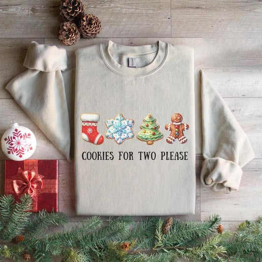 Pregnancy Announcement Christmas Sweatshirt, Pregnancy Reveal Christmas Sweater, Christmas Cookies For Two Please,...
