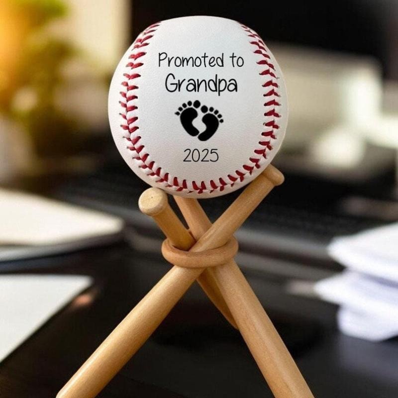 Pregnancy announcement GIFT SET - baseball with Bat Stand, Promoted to Grandparents, baseball gift for new dad, grandpa,...