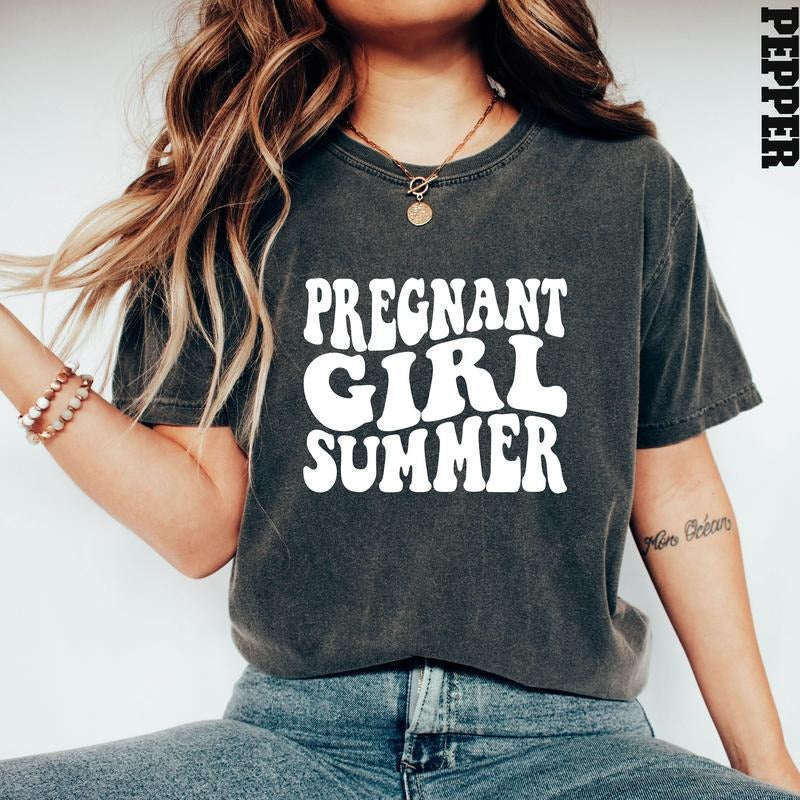 Pregnant Girl Summer Shirt, Pregnant Shirt, Mothers Day Shirt, Baby Announcement, Pregnancy Reveal, Baby Shower Gift...