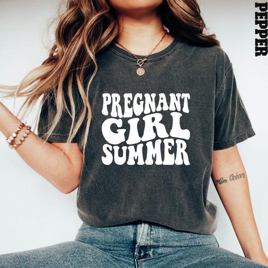Pregnant Girl Summer Shirt, Pregnant Shirt, Mothers Day Shirt, Baby Announcement, Pregnancy Reveal, Baby Shower Gift...