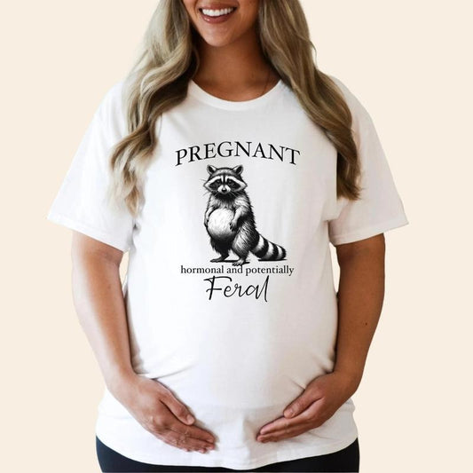 Pregnant Raccoon Shirt Feral Shirt Funny Pregnancy Shirt Im Pregnant Shirt Soon To Be Mom Pregnant Wife Gift Bun In The...