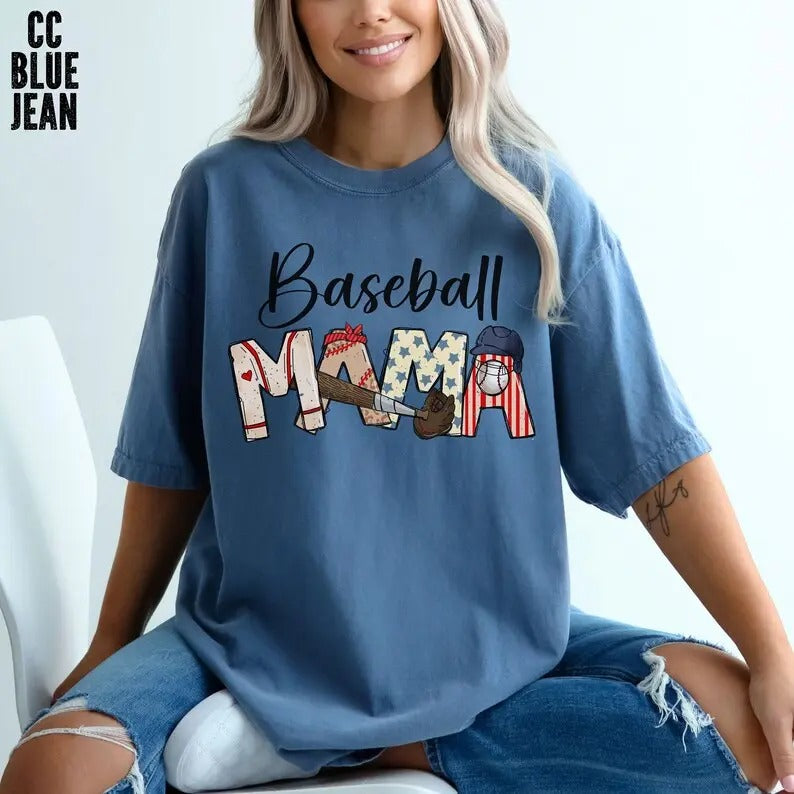 Premium   Baseball MAMA T-Shirt, Baseball Mom T-Shirt, Gameday T-shirt's, Gift for Mom, Baseball Loving Mom T-shirt, Cute...