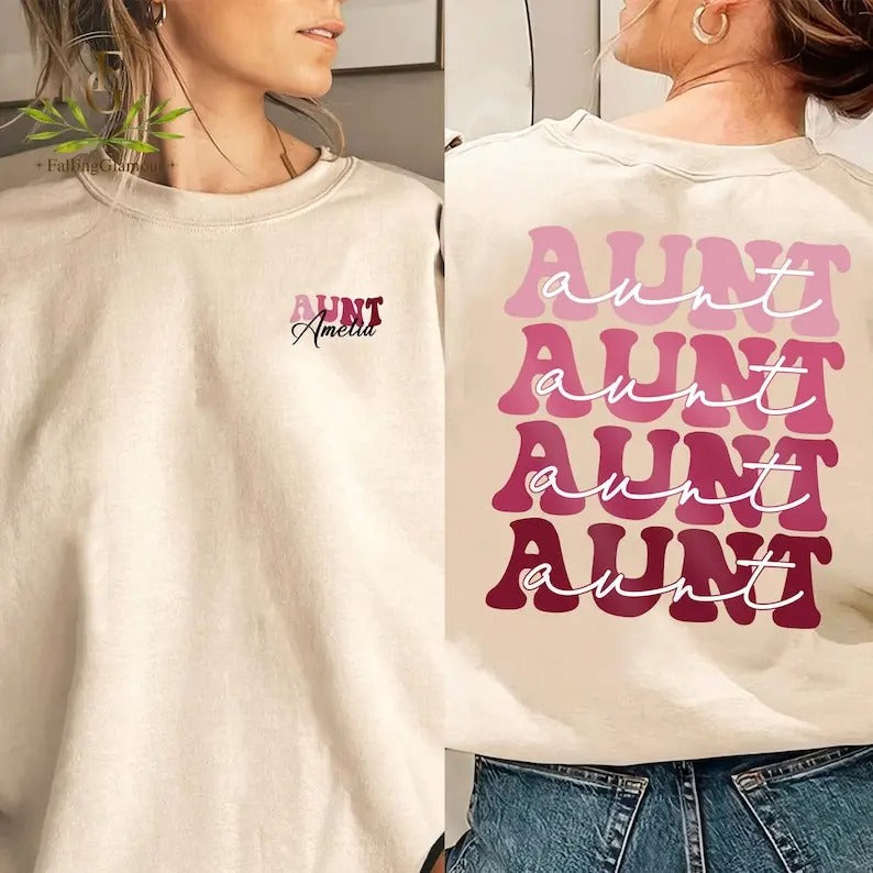 Premium  Aunt Shirt, Cool Aunt Sweatshirt, Baby Pregnancy Announcement for Aunt, Gift For Aunt, Aunt Birthday Gift,...