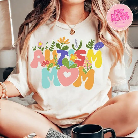 Premium  Autism mom ,retro autism mom ,wildflowers autism mom ,proud autism mom ,Autism Awareness ,Lets grow together...