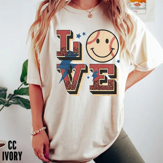 Premium  Baseball Lovers Shirt, Smiley Face Baseball Shirt, Baseball Mom Shirt, T-ball Mom Shirt, Baseball Fans T-shirt,...