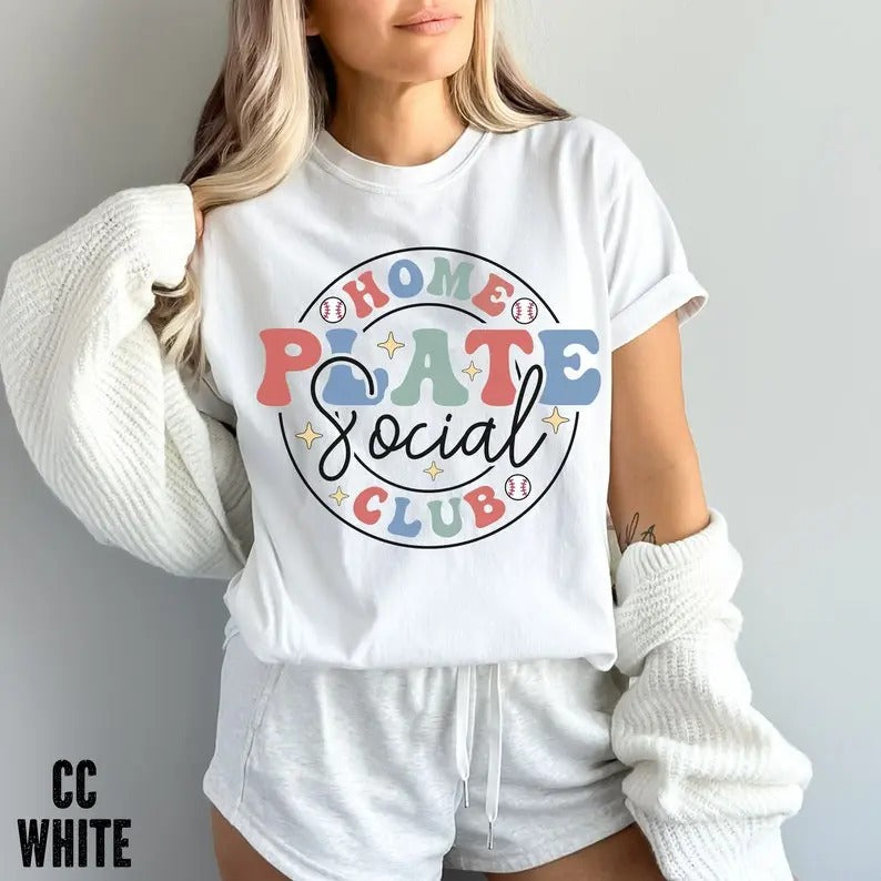 Premium  Baseball Lovers T-Shirt,Home Plate Social Club Shirt, Funny Baseball Shirt, Baseball Mom Shirt, Baseball Fans...