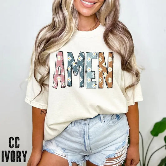Premium  Boho AMEN Shirt, Inspirational Shirt, Christian Trendy Shirt, Bible Verse Shirt, Religious Shirt, Cute Floral...