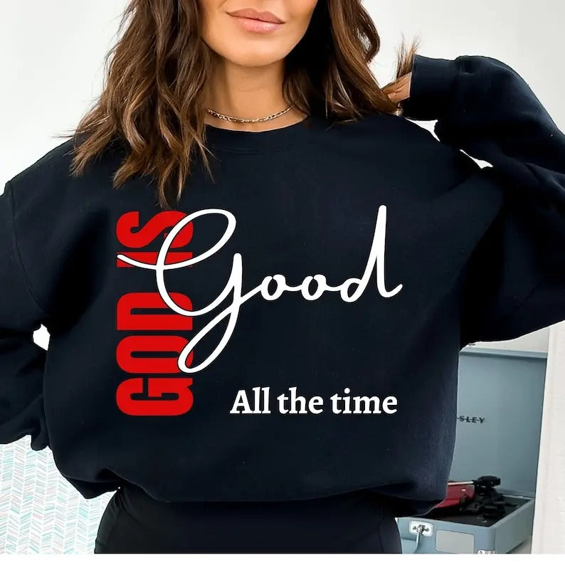 Premium  God is Good All the Time ,Bible Verse ,Varsity God is Good, Christian Shirt,Oversized Sweatshirt Hoodie