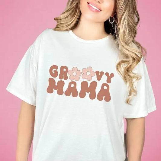Premium  Groovy Mama Shirt Bella Canvas Retro Mom Tee Vintage Tshirt Flower Momma Top Hippie Birthday Party Apparel 70s...