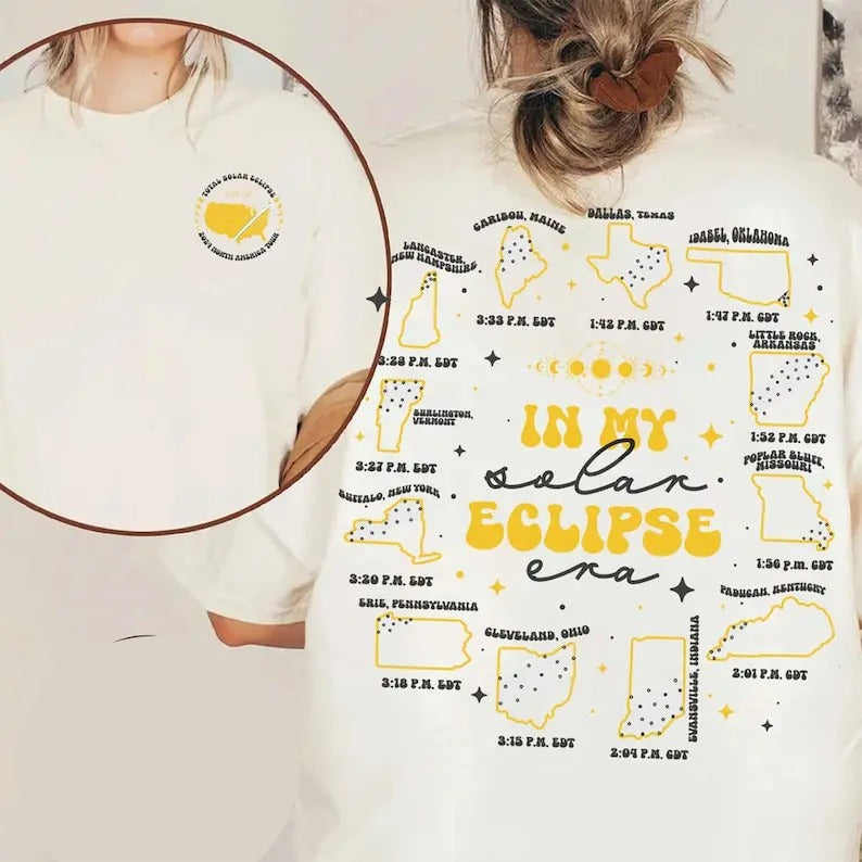 Premium  Retro In My Solar Eclipse Era Crewneck,2024 Total Solar Eclipse Tee,Astronomy Gift,April 8th 2024,Eclipse Event...
