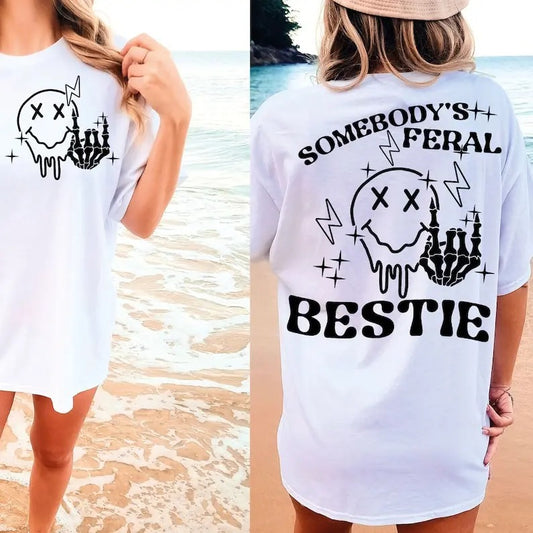 Premium  Somebodys Feral Bestie Funny Best Friend Retro Bestie Png Girls Weekend  Friendship  Bestie shirt Hoodie, Sweatshirt
