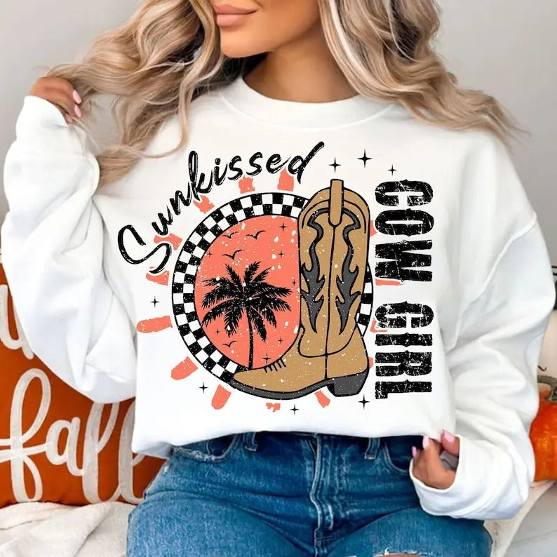 Premium  Sunkissed Cowgirl , Summer , Western summer , Cowgirl , Western Shirt Hoodie, Sweatshirt | WearSparks.com