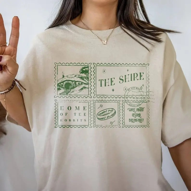 Premium  The Shire Shirt | Distressed Fantasy Merch Tolkien Aragorn Frodo Baggins Elven Elrond The Fellowship Bookish...