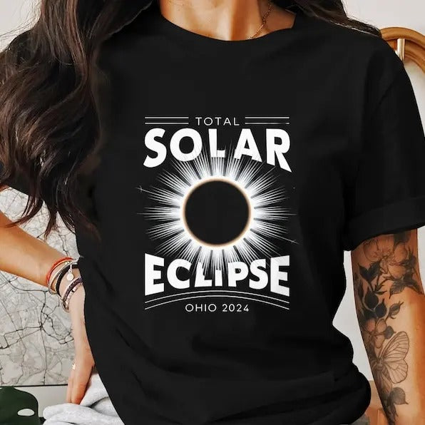 Premium  Total Solar Eclipse 2024 Ohio Shirt, Unisex Astronomy Tee, Space Event Shirt, Eclipse Watcher Gift, Science...