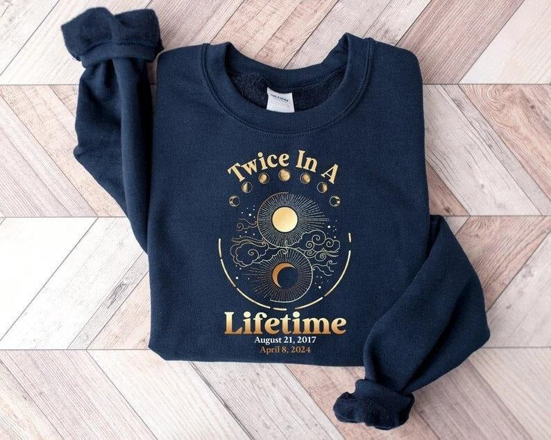 Premium  Total Solar Eclipse 2024 Unisex Shirt, Twice In A Lifetime Solar Eclipse Sweatshirt, April 8 2024 Shirt, Path of...
